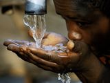 Photo: Ethiopian boy drinks water