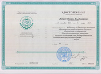 Удостоверение о повышении квалификации в ТПУ (кафедра МПИЯ)